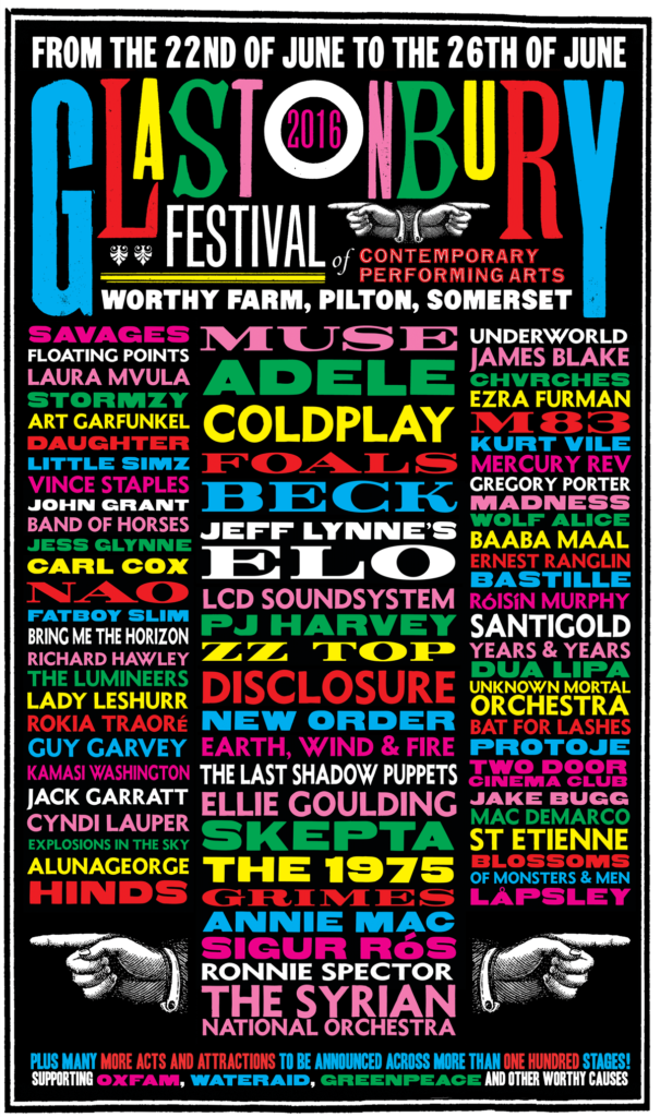 Glastonbury Festival 2016 - Lineup-Poster