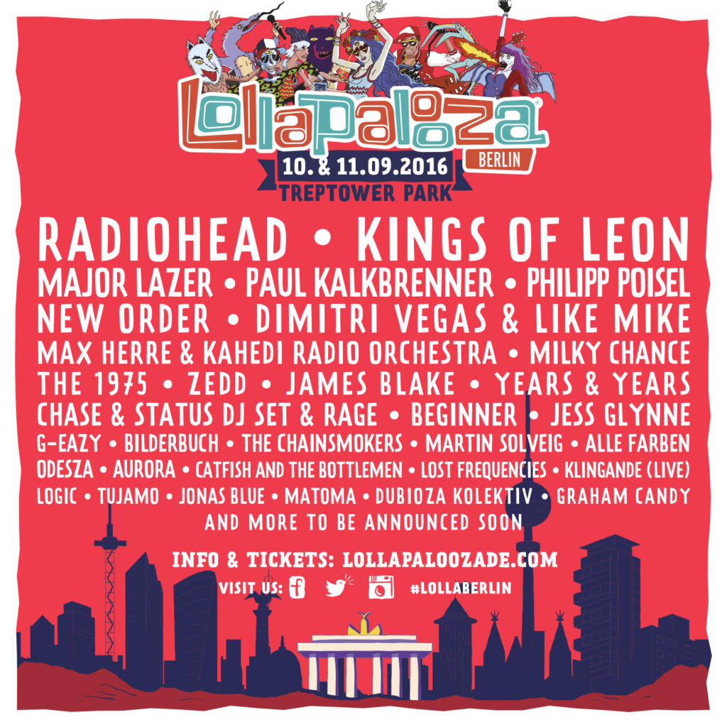 Lollapalooza Berlin 2016 Line Up